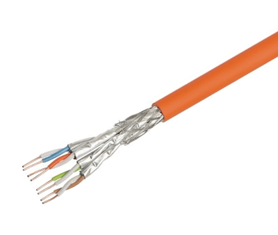 LAN-asennuskaapeli Cat7a (solid) S/FTP oranssi 100m/rulla