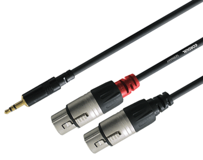 Audioliitäntäkaapeli 3,5mm stereoplugi/2 x XLR-naaras musta 3m