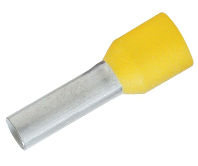 Eristetty pääteholkki 6,0mm²/12mm keltainen 100kpl/pkk