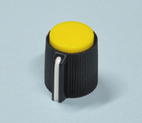 Laitenuppi muovi 6,35mm/13mm musta/keltainen