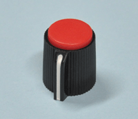 Laitenuppi muovi 6,35mm/13mm musta/punainen