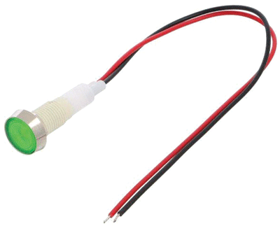 LED-merkkilamppu johdoilla 24Vac/dc vihreä 10mm (IND10P-24G-W)