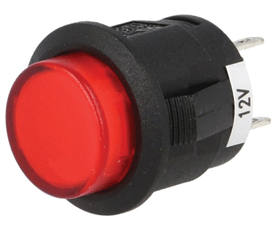 Painike LED-merkkivalolla 1xOFF-(ON) 1,5A 250Vac punainen