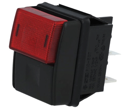 Painokytkin merkkivalolla 2xON-OFF 10A 250Vac punainen