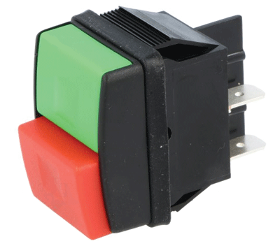 Painokytkin 2xON-OFF 10A 250Vac punainen/vihreä