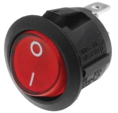 Keinuvipukytkin merkkivalolla 1xOFF-(ON) 10A 250Vac punainen