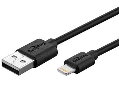 USB-Lightning -liitäntäkaapeli iPhone/iPad musta 0,5m