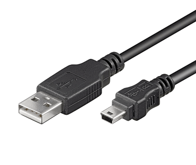 USB-liitäntäkaapeli A-uros/mini-B-uros musta 0,15m