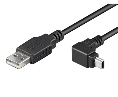 USB-liitäntäkaapeli A-uros/mini-B-uros kulma musta 1,8m
