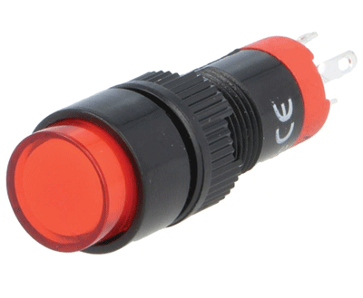 Painokytkin LED-merkkivalolla 1xON-ON LED/230Vac/dc punainen