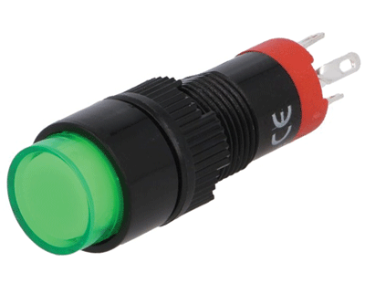 Painokytkin LED-merkkivalolla 1xON-ON LED/230Vac/dc vihreä