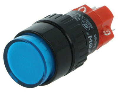 Painokytkin LED-merkkivalolla 1xON-ON LED/24Vac/dc sininen (LAS1Y-11Z-24B)