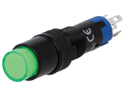 Painokytkin LED-merkkivalolla 1xON-ON LED/230Vac/dc vihreä