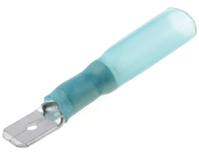 Laattaliitin kutistemuovilla 6,3x0,8mm uros sininen 1,5-2,5mm²
