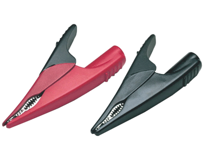 Hauenleukaliitinpari 4mm turvabanaaniliittimille Cat III 1000V punainen/musta Hauenleukaliitinpari 4mm turvabanaaniliittimille Cat III 1000V punainen/musta