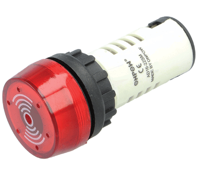 Piezosummeri LED-merkkivalolla 12Vac/dc IP40