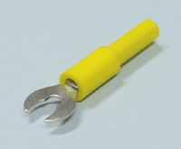 Haarukkaliitin 4mm banaaniliittimelle 4mm/6mm keltainen