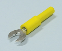 Haarukkaliitin 4mm banaaniliittimelle 4mm/6mm keltainen *