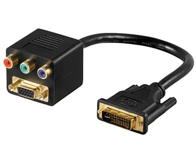 DVI/VGA+RGB -jakaja DVI-IN / VGA+RGB-OUT musta 0,2m *