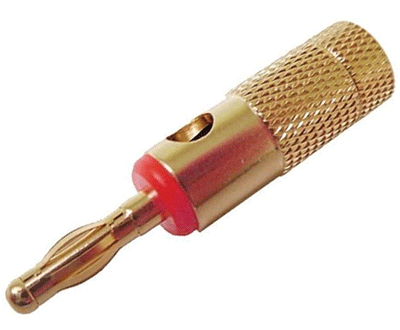 Banaanipistoke 4mm kullattu ruuviliitäntä punainen (GA-118R)