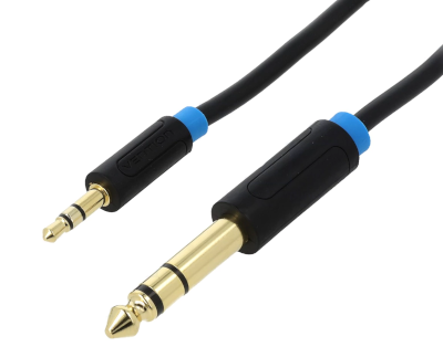 Audioliitäntäkaapeli 3,5mm/6,3mm stereoplugi kullattu 0,5m (BABBD)