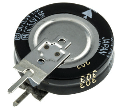 Buffer-elektrolyyttikondensaattori pystymalli 0,47F 5,5V R-5