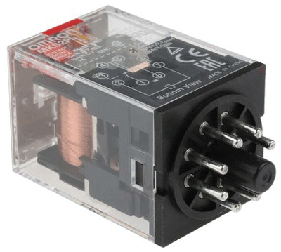 Pistokantarele 2-vaihtokosketinta 230Vac 10A/250Vac (MKS2PI 230VAC)