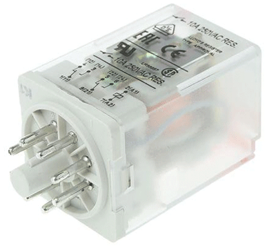 Pistokantarele, 2-vaihtokosketinta, 12Vdc 10A Pistokantarele, 2-vaihtokosketinta, 12Vdc 10A
