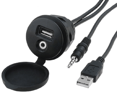 USB/AUX-jatkojohto paneeliasennukseen USB-A/A + 4-nap. plugi/jakki 2m