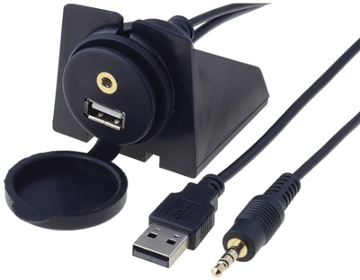 USB/AUX-jatkojohto paneeliasennukseen USB-A/A + 4-nap. plugi/jakki 2m