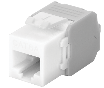 Modular-runkoliitin paneeliin 8/8-napainen (RJ45/Cat6a) UTP valkoinen