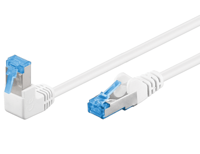 Cat6a-liitäntäkaapeli kulma suojattu (S/FTP) valkoinen 3m