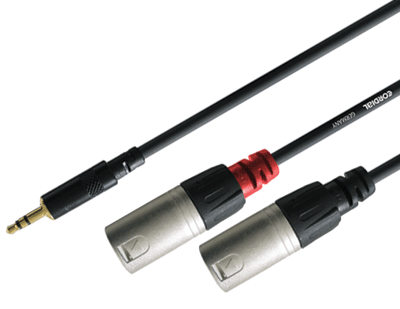 Audioliitäntäkaapeli 3,5mm stereoplugi/2 x XLR-uros musta 1,8m