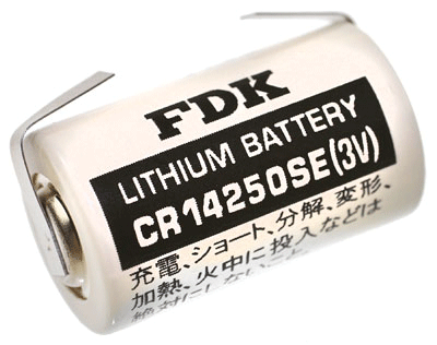 Litium-paristo juotoskorvakkeilla 3V 850mAh 1/2AA (CR14250SE-T1)