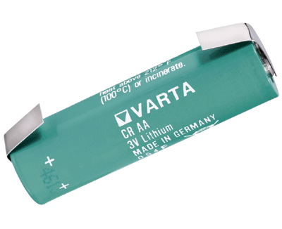 Litium-paristo juotoskorvakkeilla AA 3V 2000mAh