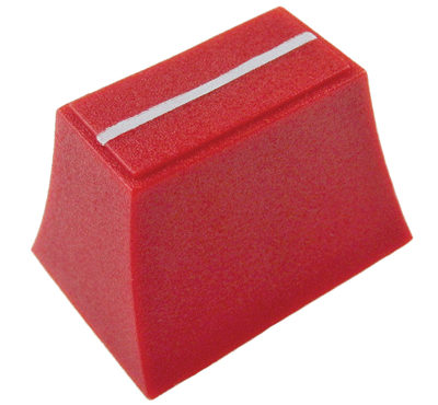 Liukupotentiometrin nuppi 14x20x13mm punainen (1,2x3/4mm) CP3195