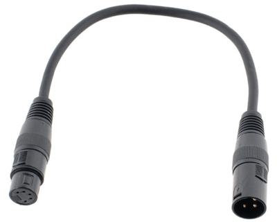 DMX-liitäntäkaapeli XLR-uros 3-nap. / XLR-naaras 5-nap. 0,3m *