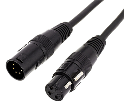 DMX-liitäntäkaapeli XLR-uros 5-nap. / XLR-naaras 3-nap. 0,3m