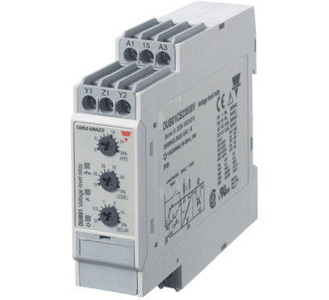 Jännitteenvalvontarele DIN-kiskoon 24-48Vac/dc 2-500Vac/dc yli-/alijännite