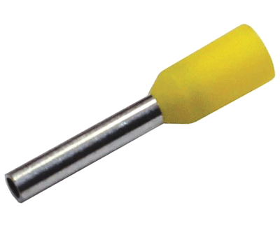 Eristetty pääteholkki 0,25mm²/8mm keltainen 500kpl/pkk