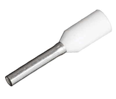 Eristetty pääteholkki 0,5mm²/8mm valkoinen 100kpl/pkk