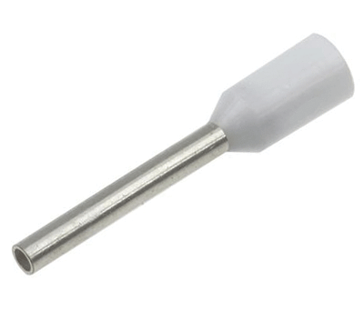 Eristetty pääteholkki 0,5mm²/10mm valkoinen 100kpl/pkk