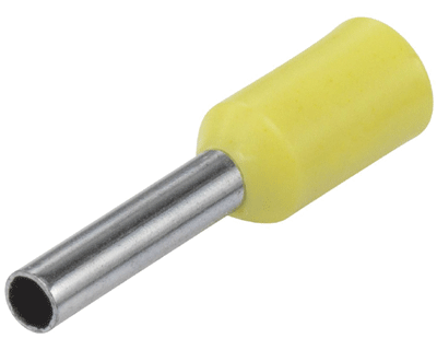 Eristetty pääteholkki 1,0mm²/8mm keltainen 500kpl/pkk