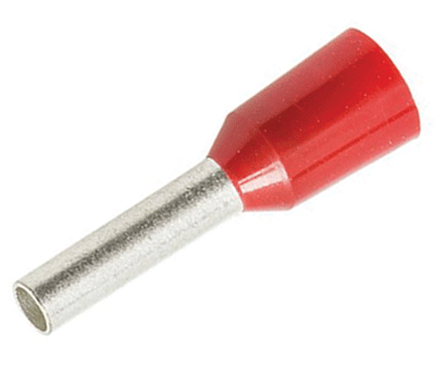Eristetty pääteholkki 1,0mm²/8mm punainen 100kpl/pkk