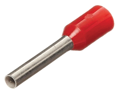 Eristetty pääteholkki 1,0mm²/10mm punainen 100kpl/pkk Eristetty pääteholkki 1,0mm²/10mm punainen 100kpl/pkk