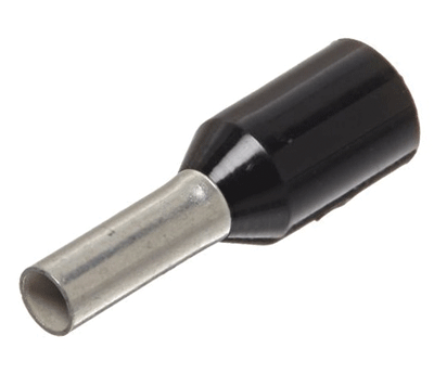 Eristetty pääteholkki 1,5mm²/8mm musta 100kpl/pkk Eristetty pääteholkki 1,5mm²/8mm musta 100kpl/pkk