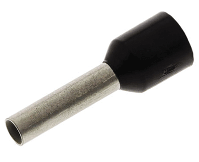 Eristetty pääteholkki 1,5mm²/10mm musta 100kpl/pkk Eristetty pääteholkki 1,5mm²/10mm musta 100kpl/pkk