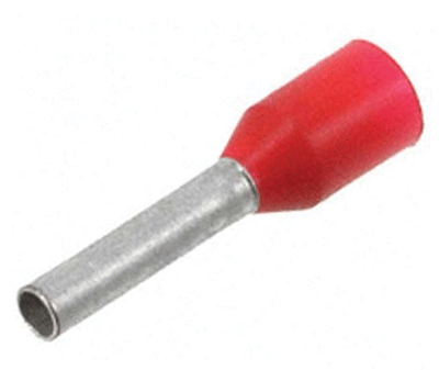 Eristetty pääteholkki 1,5mm²/10mm punainen 100kpl/pkk Eristetty pääteholkki 1,5mm²/10mm punainen 100kpl/pkk
