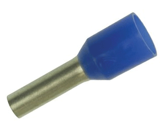 Eristetty pääteholkki 2,5mm²/8mm sininen 100kpl/pkk Eristetty pääteholkki 2,5mm²/8mm sininen 100kpl/pkk