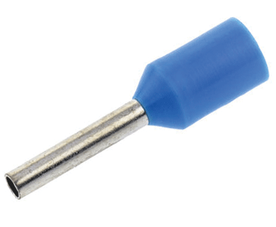 Eristetty pääteholkki 2,5mm²/10mm sininen 100kpl/pkk Eristetty pääteholkki 2,5mm²/10mm sininen 100kpl/pkk